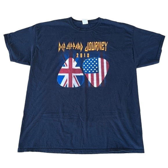 Def Leopard Journey 2018 Tour Concert T-Shirt Double Sided Merch 2XL Tour Dates - Picture 1 of 8